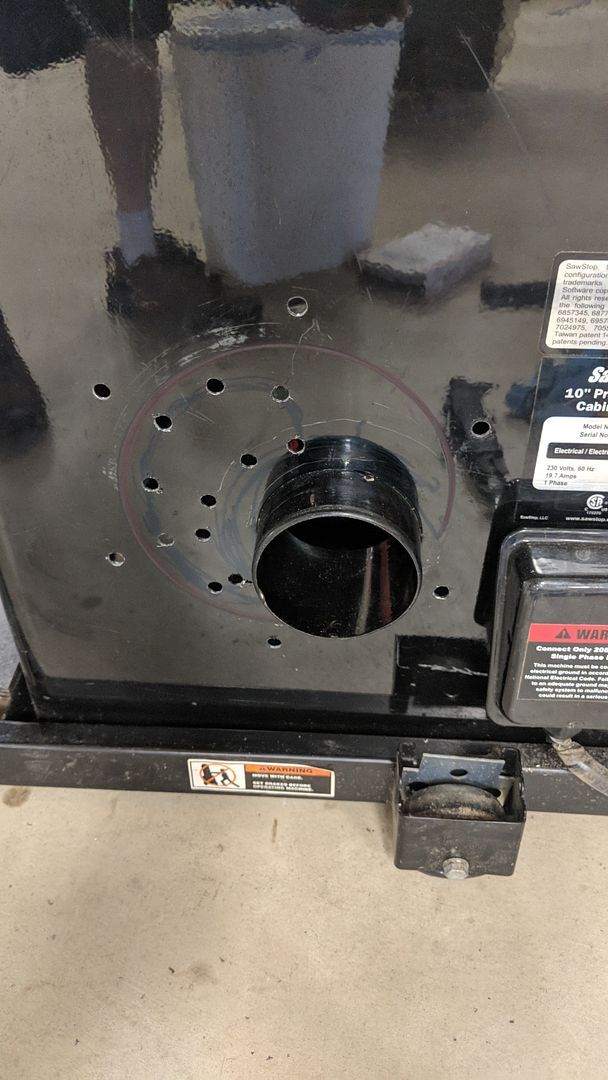 Modified sawstop dust port